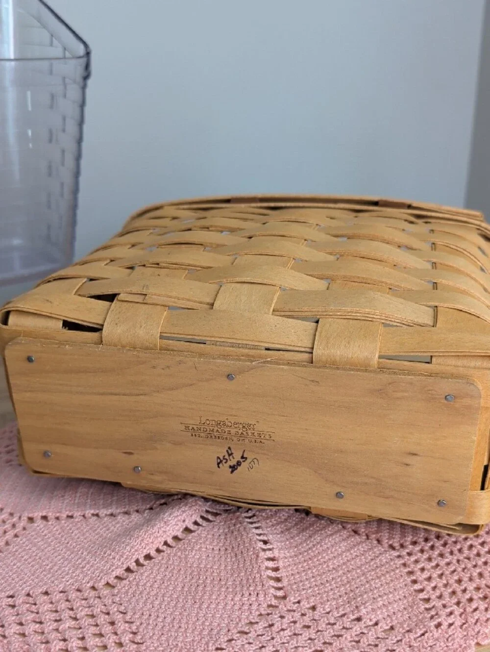 Longaberger Warm Brown Wall Pocket Basket with Protector & Liner NEW